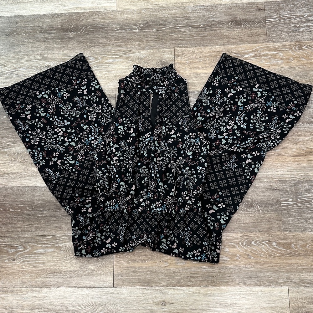 Ted Baker Elegant Black Floral Jumpsuit